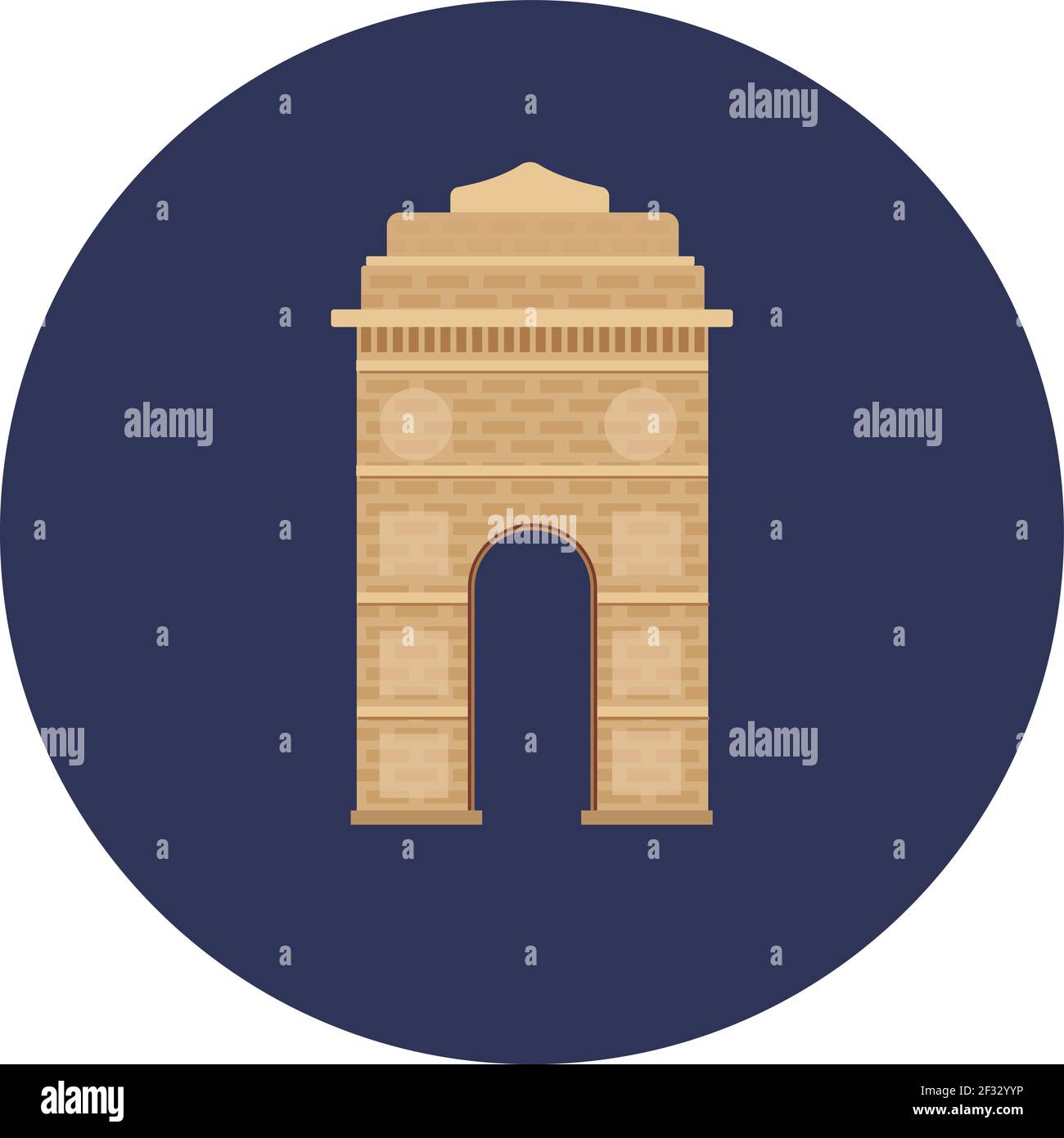 India gate, illustration, vector on white background. Stock Vector