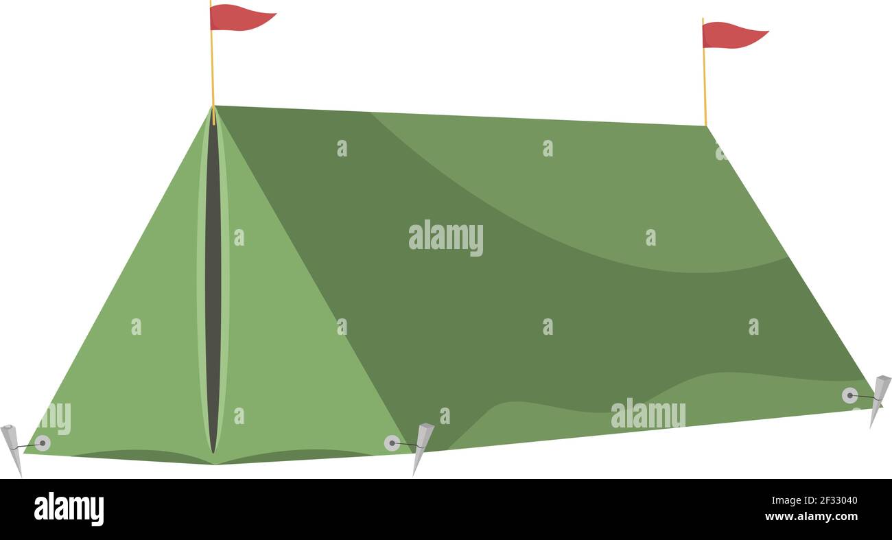 Camping green tent, illustration, vector on white background Stock ...