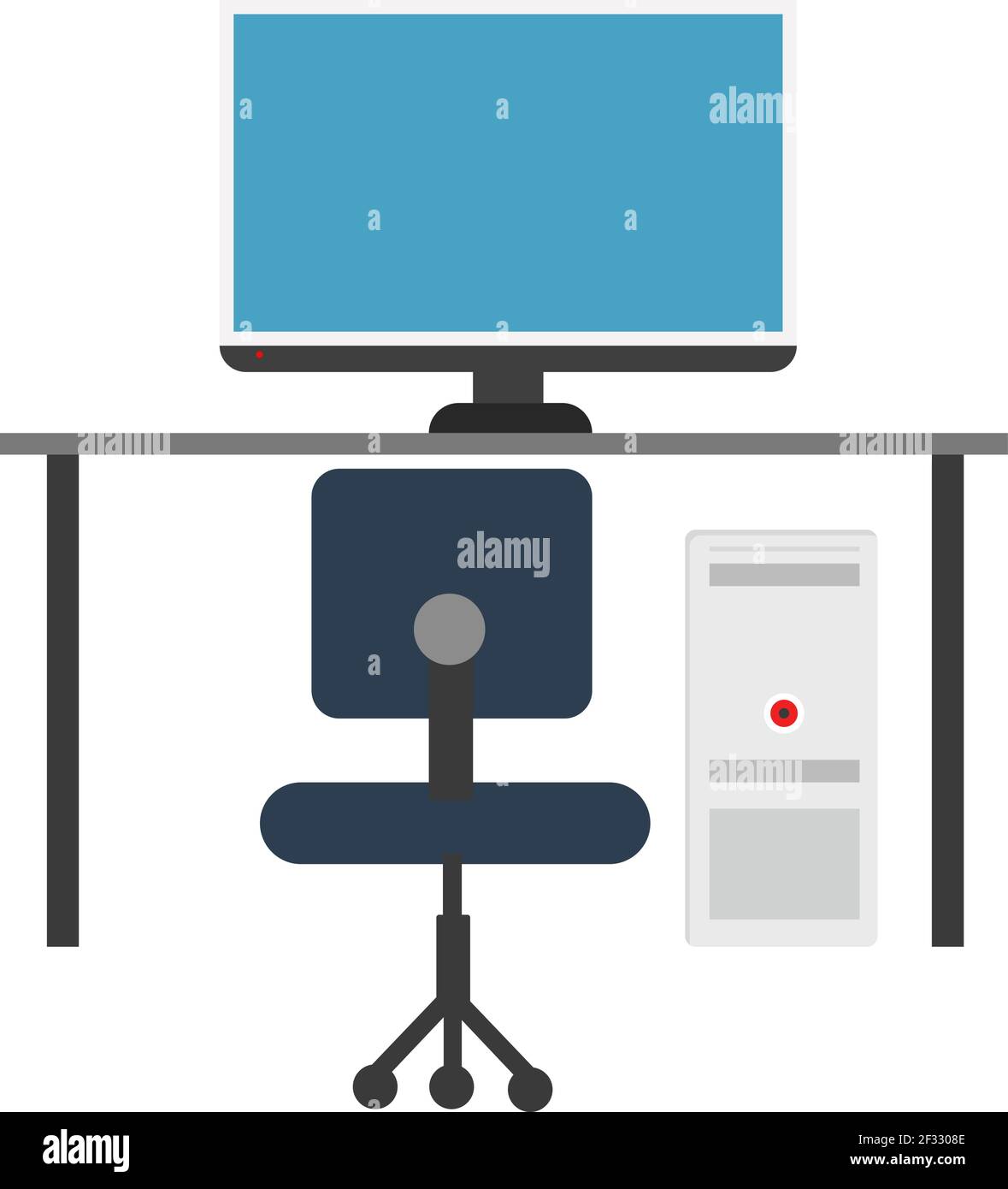 Desktop pc, illustration, vector on white background. Stock Vector
