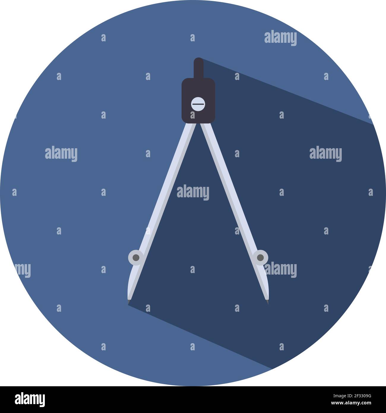 Black measuring compass, illustration, vector on white background Stock ...