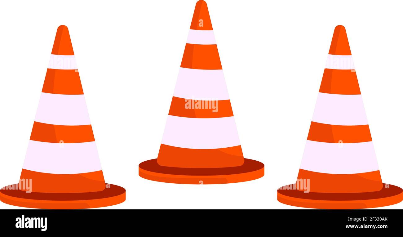 Traffic cones, illustration, vector on white background. Stock Vector