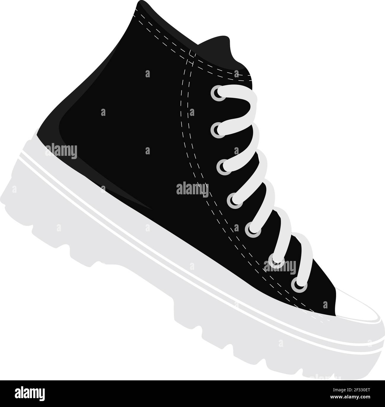 Black sneakers, illustration, vector on white background Stock Vector ...