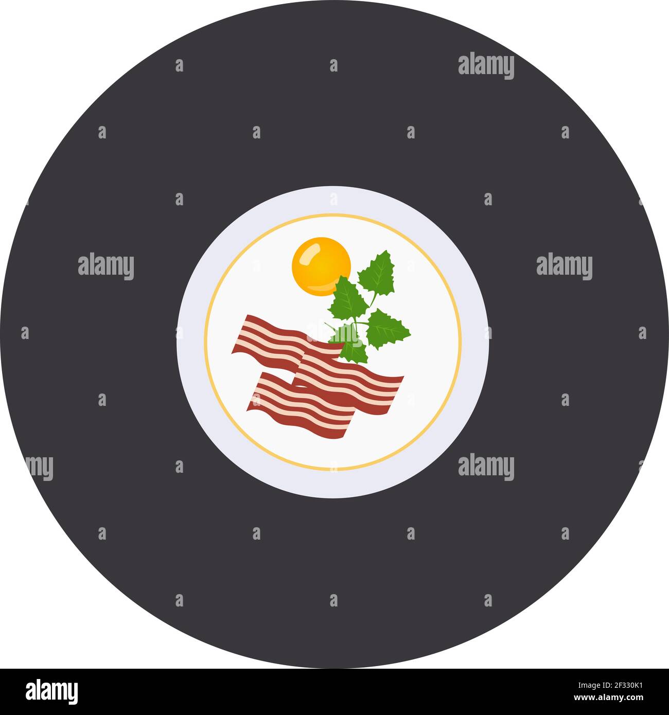 Egg and bacons, illustration, vector on white background. Stock Vector