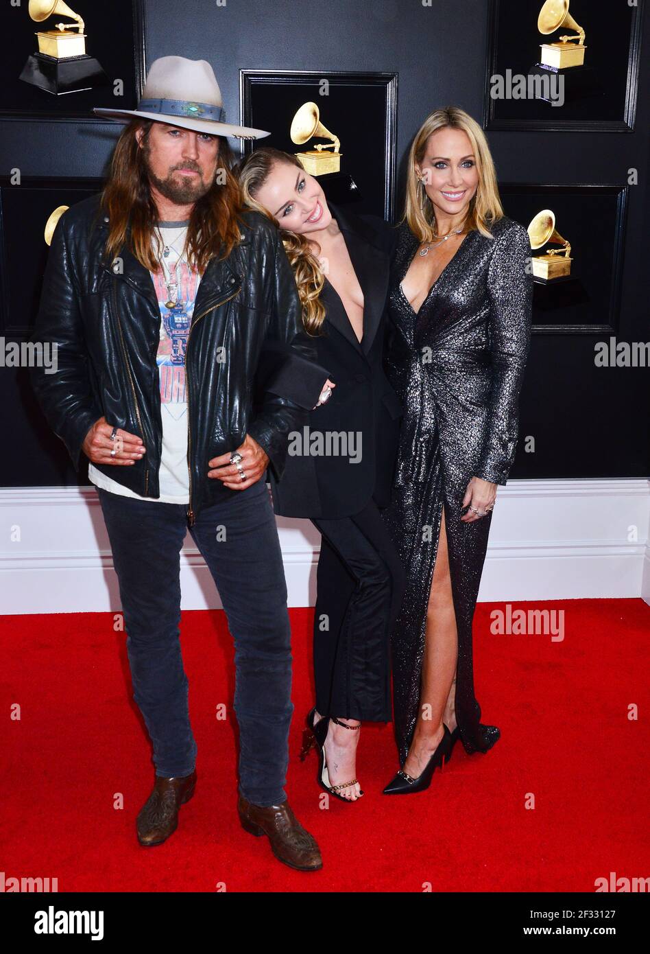 Tish Cyrus, Miley Cyrus , Billy Ray Cyrus at 61st Annual Grammy Awards