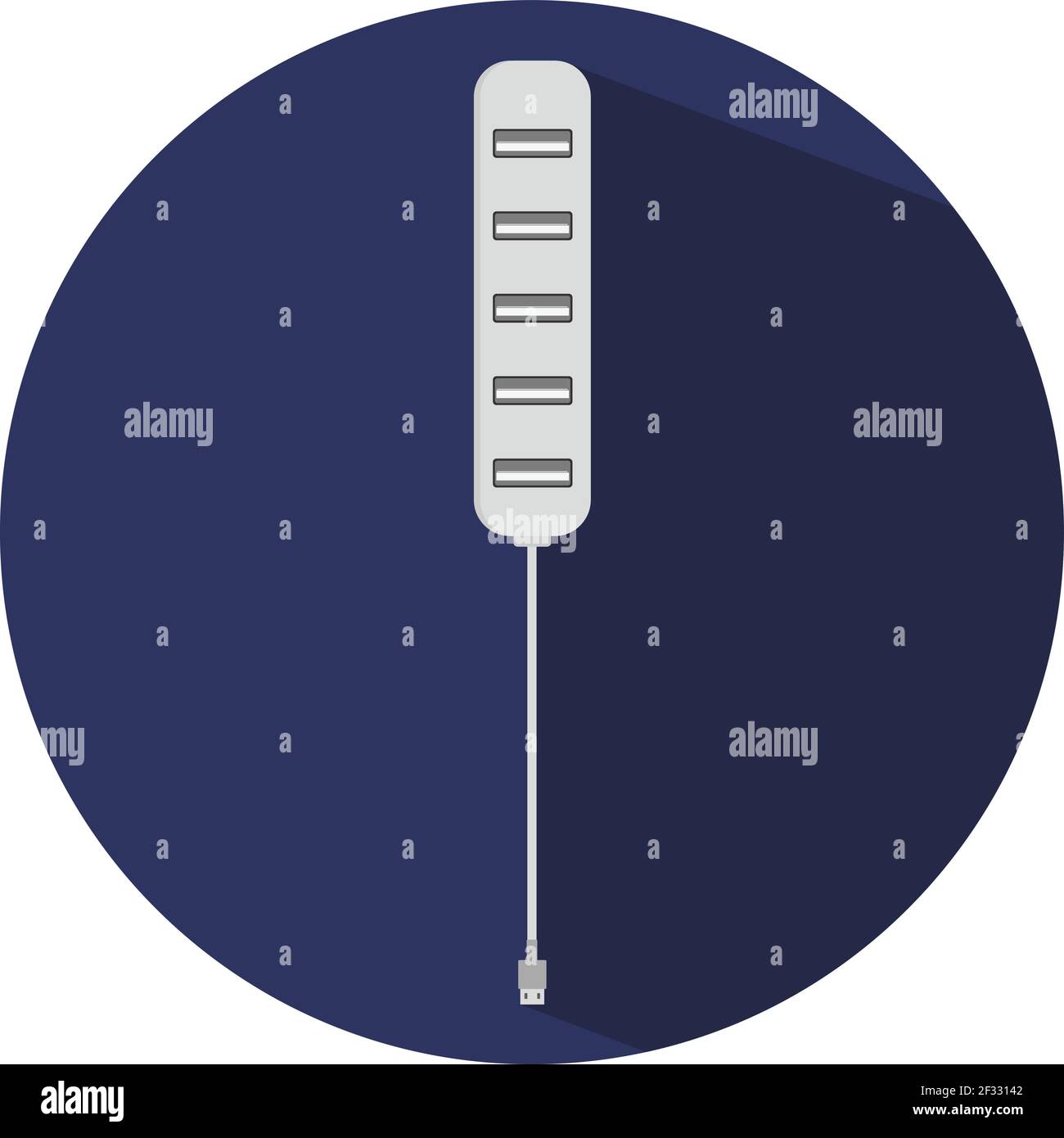 Multiport usb, illustration, vector on white background. Stock Vector