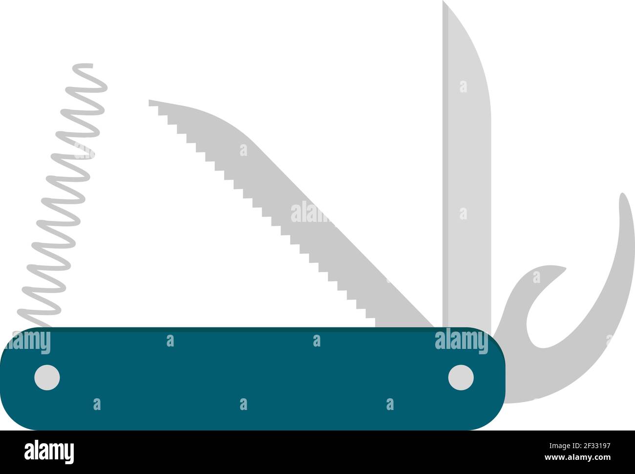 Pocket knife, illustration, vector on white background. Stock Vector