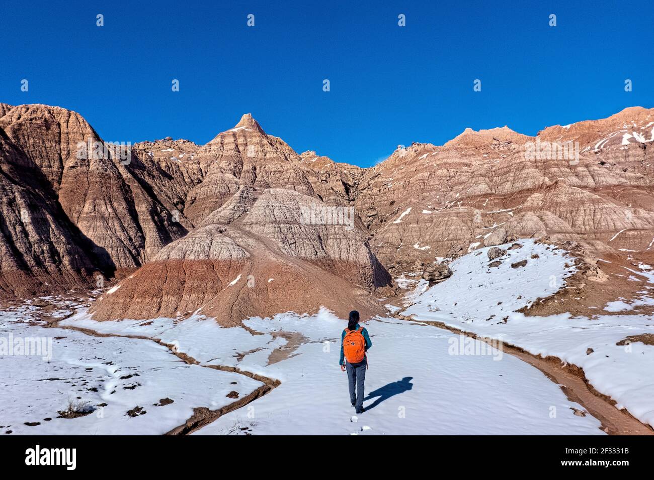 Hiking to Saddle Pass in the Badlands National Park, South Dakota, U.S
