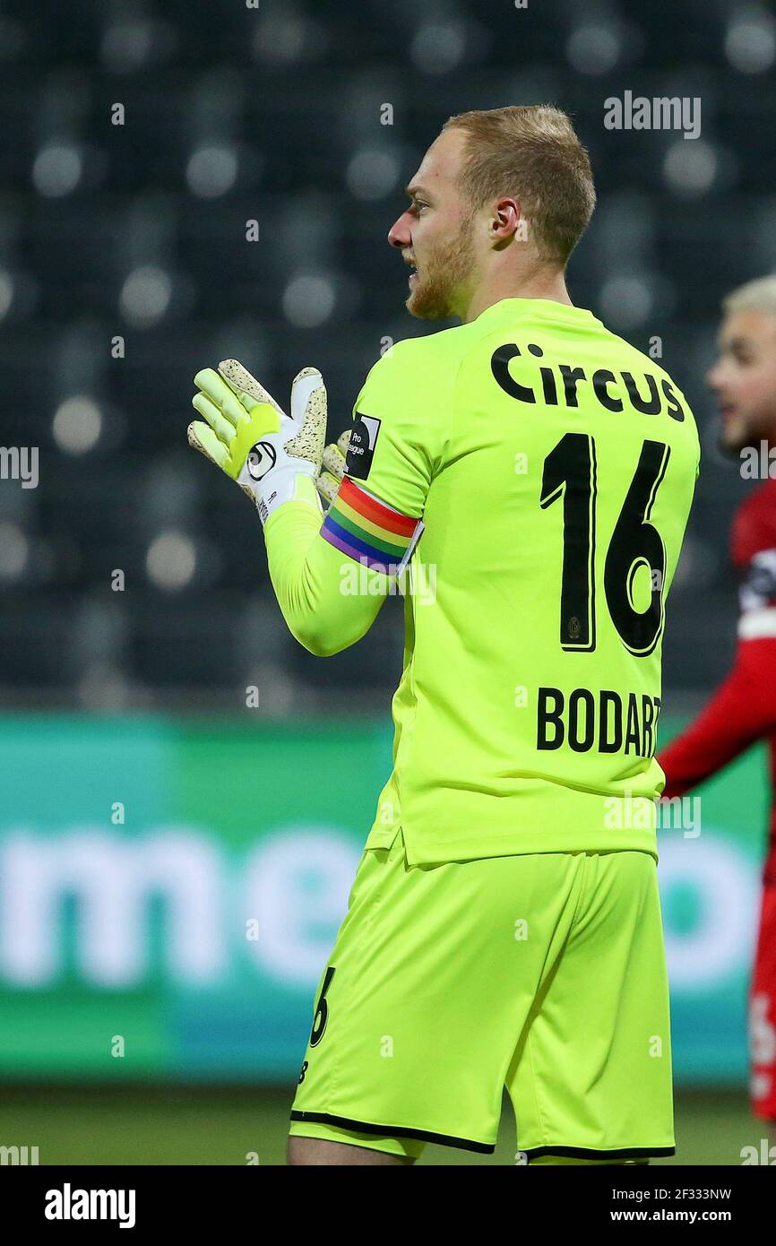 EUPEN, BELGIUM MARCH 13 goalkeeper Arnaud Bodart of Standard de