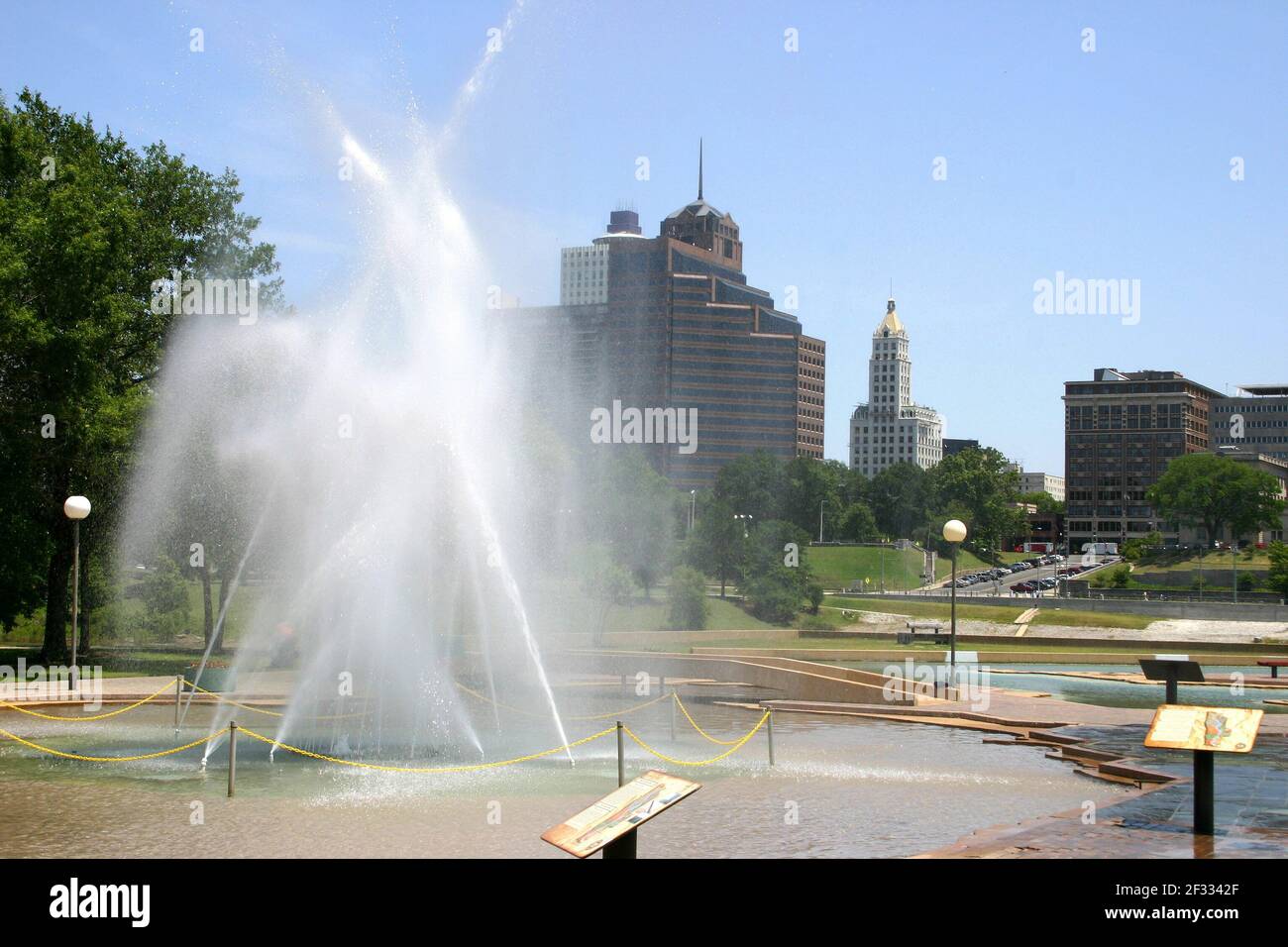 Mud Island Park sits in the heart of the Mississippi River off the city of Memphis, Tennessee, USA. Stock Photo