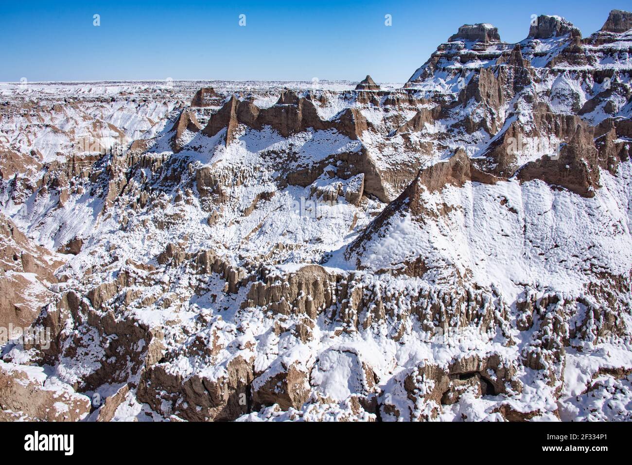 Badlands National Park in winter, South Dakota, U. S. A Stock Photo Alamy