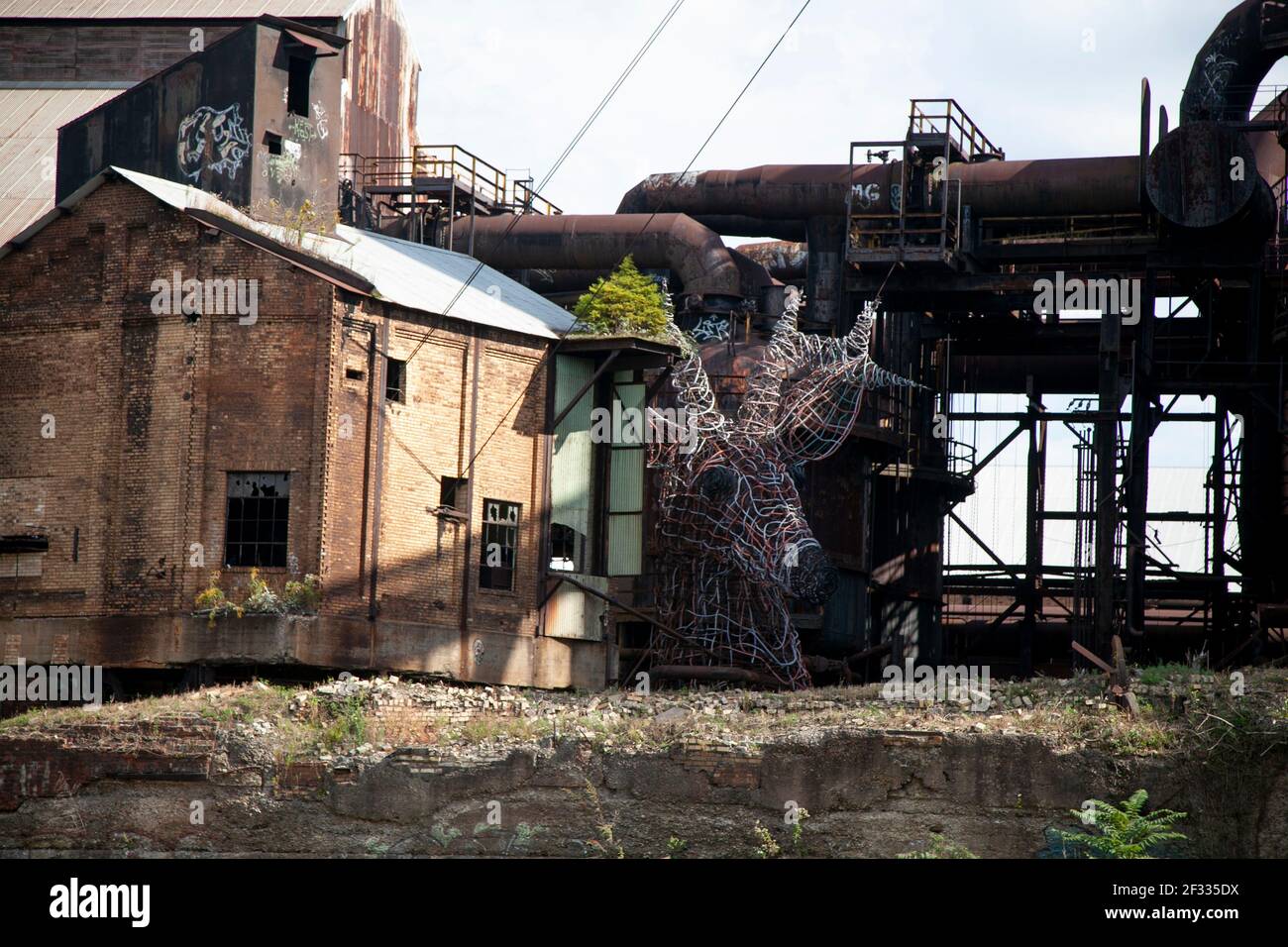Crumbling Remains Of The Carrie Furnace Still Mill In Pittsburgh PA USA Stock Photo