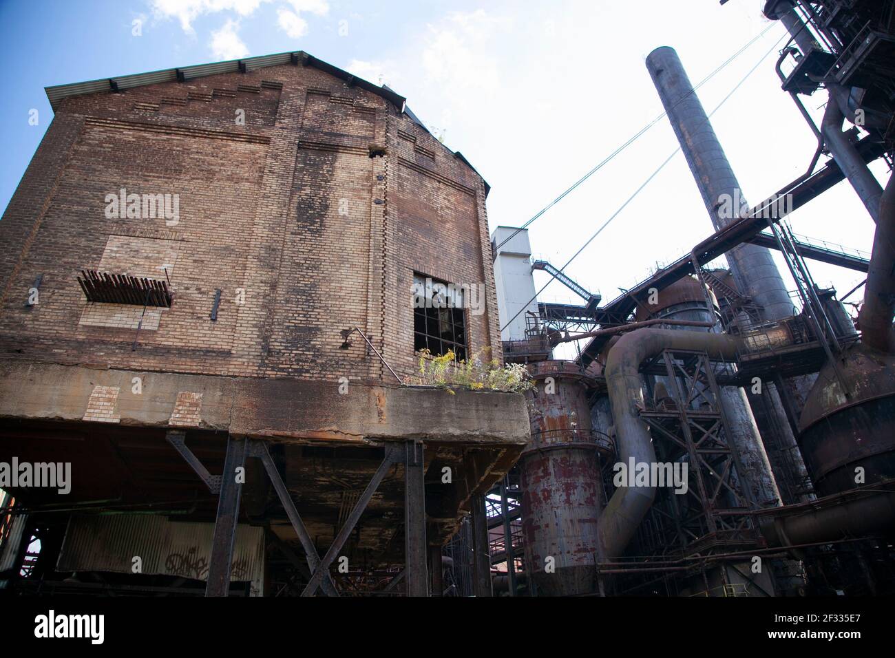 Crumbling Remains Of The Carrie Furnace Still Mill In Pittsburgh PA USA Stock Photo