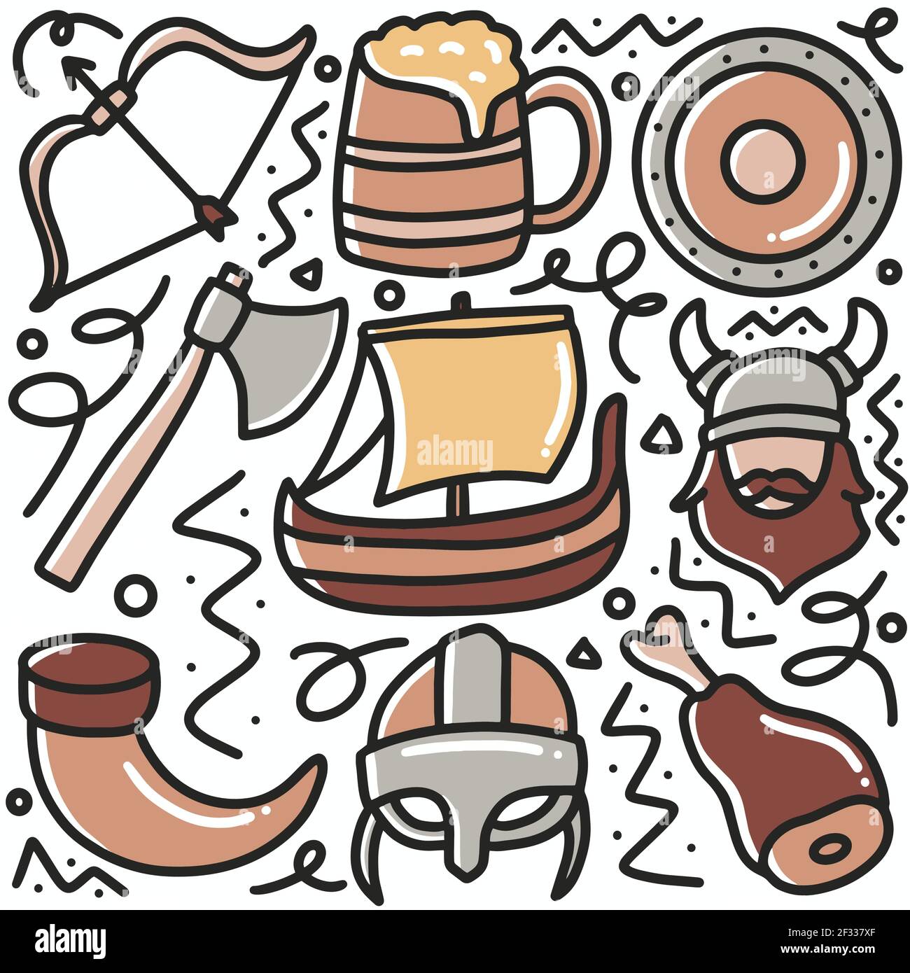 doodle set of hand viking elements tools Stock Vector Image & Art Alamy