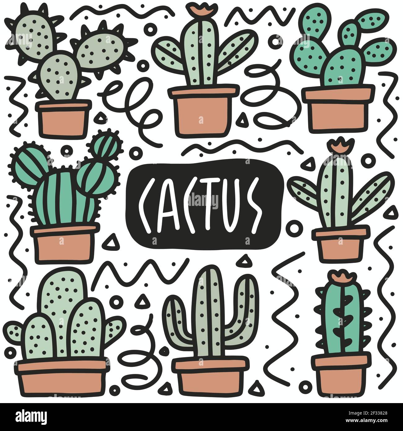 hand drawn cactus doodle set Stock Vector Image &amp; Art - Alamy