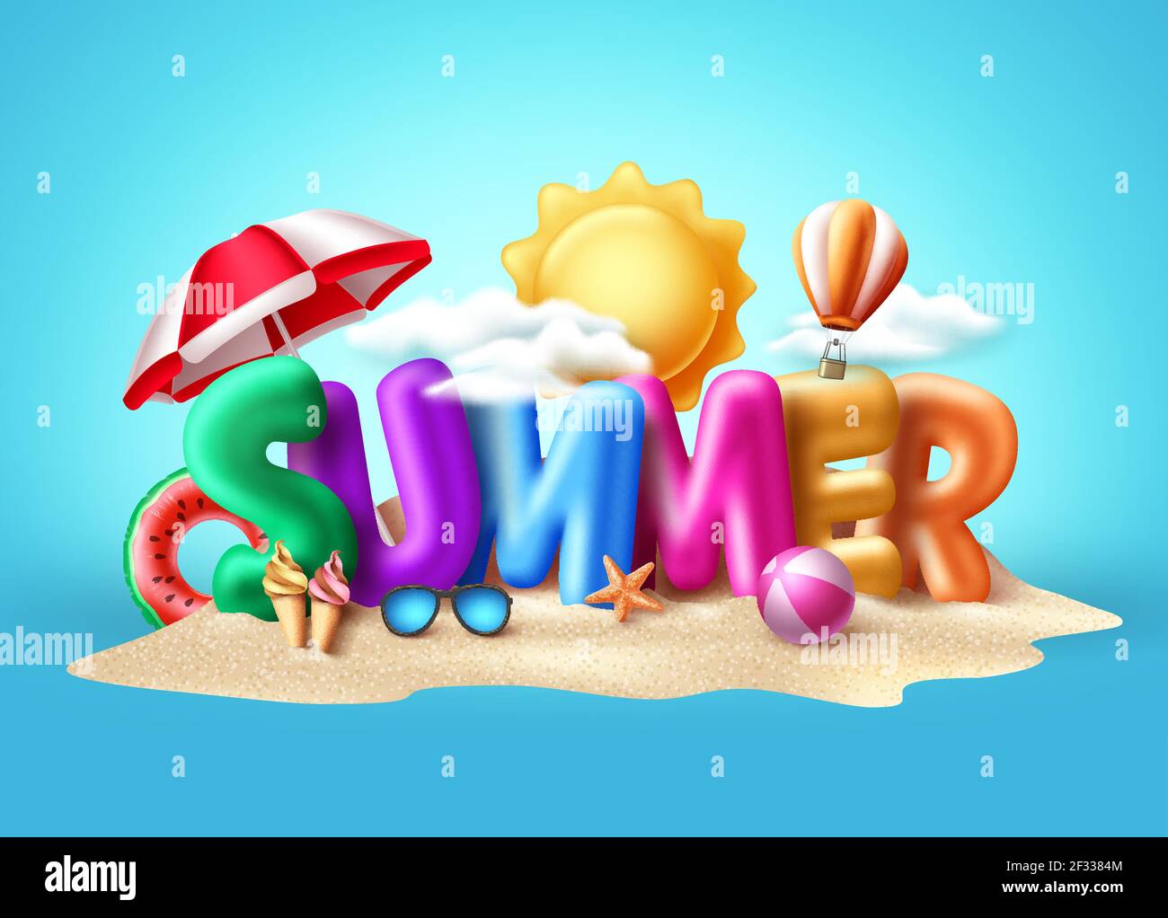 Summer time banner design sun and hot air Vector Image