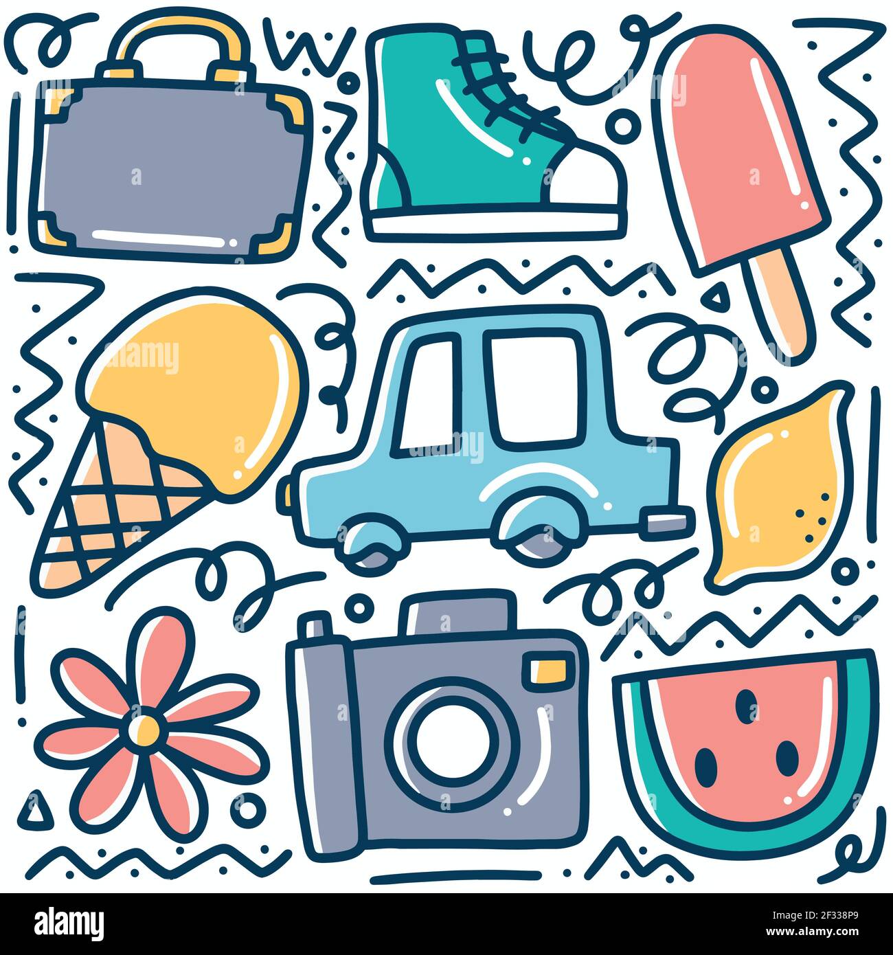 hand drawn vacation doodle set Stock Vector Image & Art - Alamy