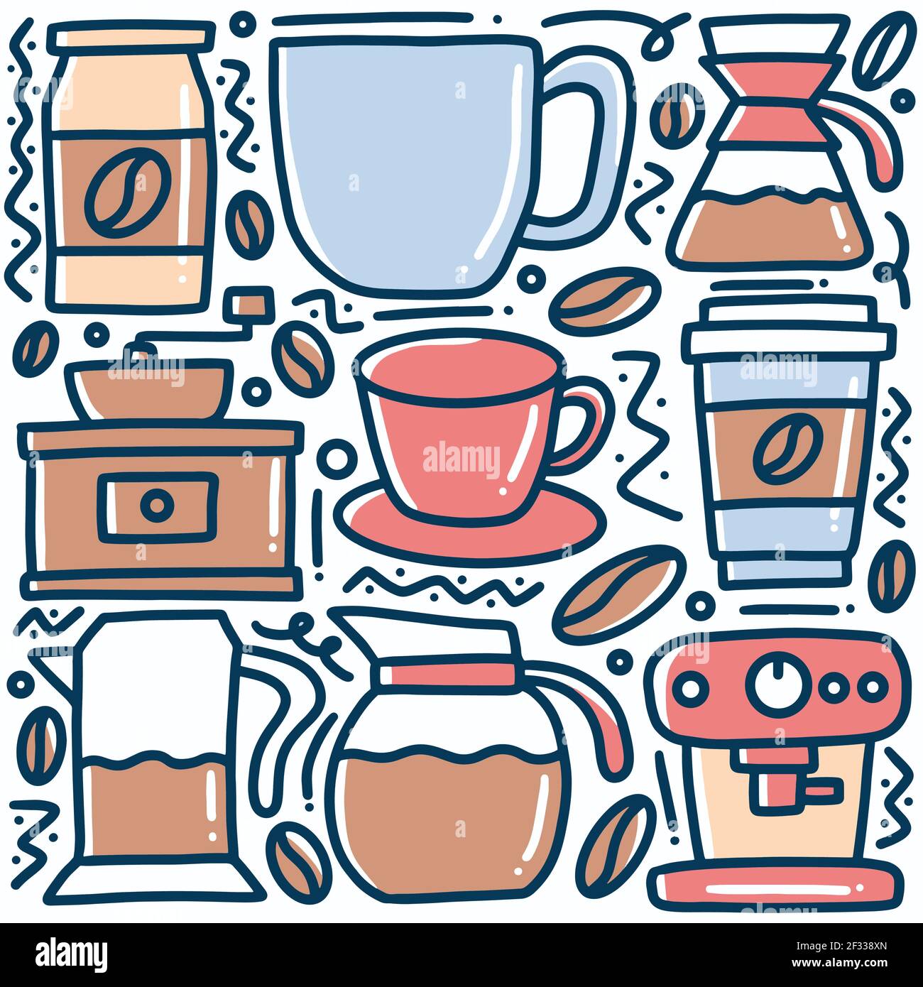 hand drawn coffee drink doodle set Stock Vector Image & Art - Alamy