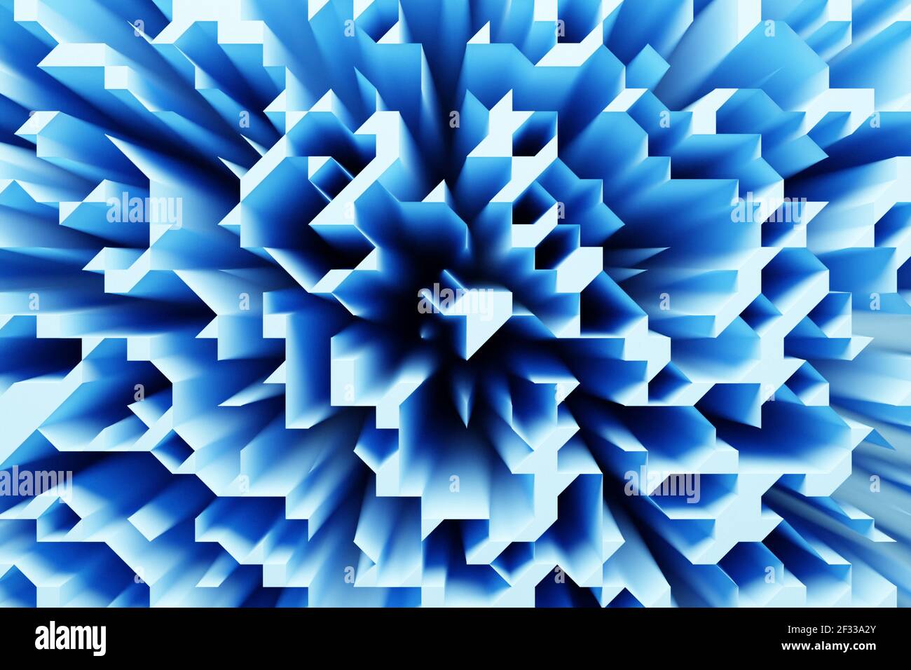 3d illustration of different rows of blue shapes .Set of cubes on ...