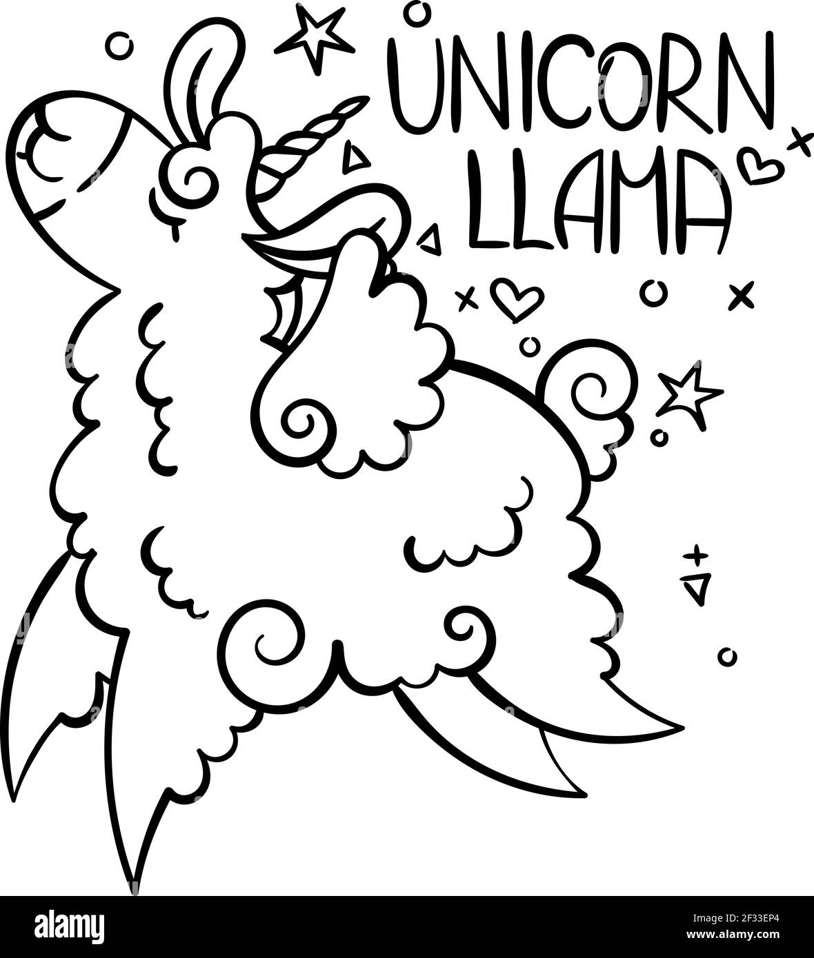 Unicorn Llama. Cute curly alpaca unicorn is flying and dancing ...