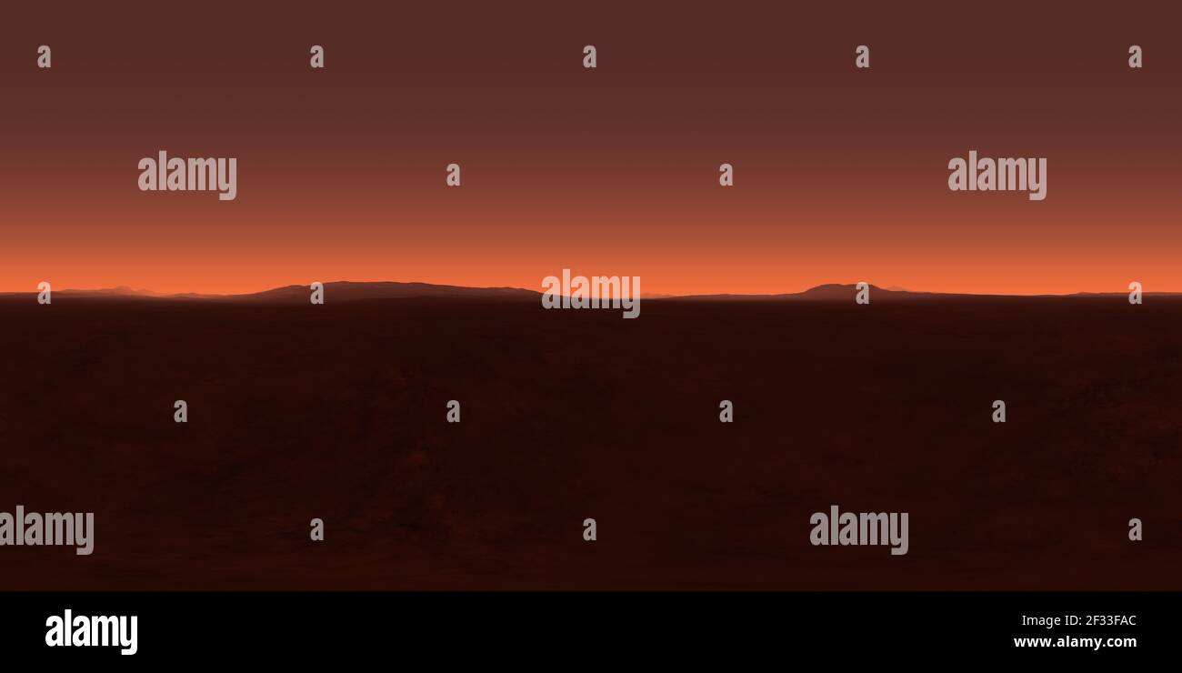 360 degree night desert landscape. Equirectangular projection, environment map, HDRI spherical panorama. 3d illustration Stock Photo