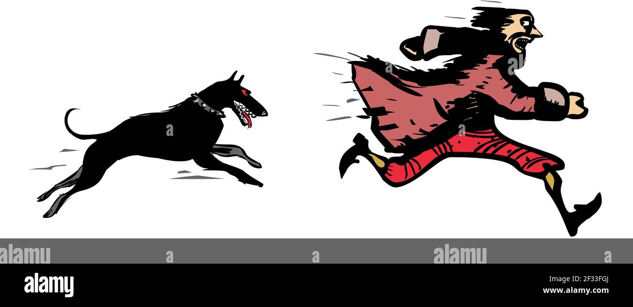 Dog chases a frightened man Stock Vector Image & Art - Alamy
