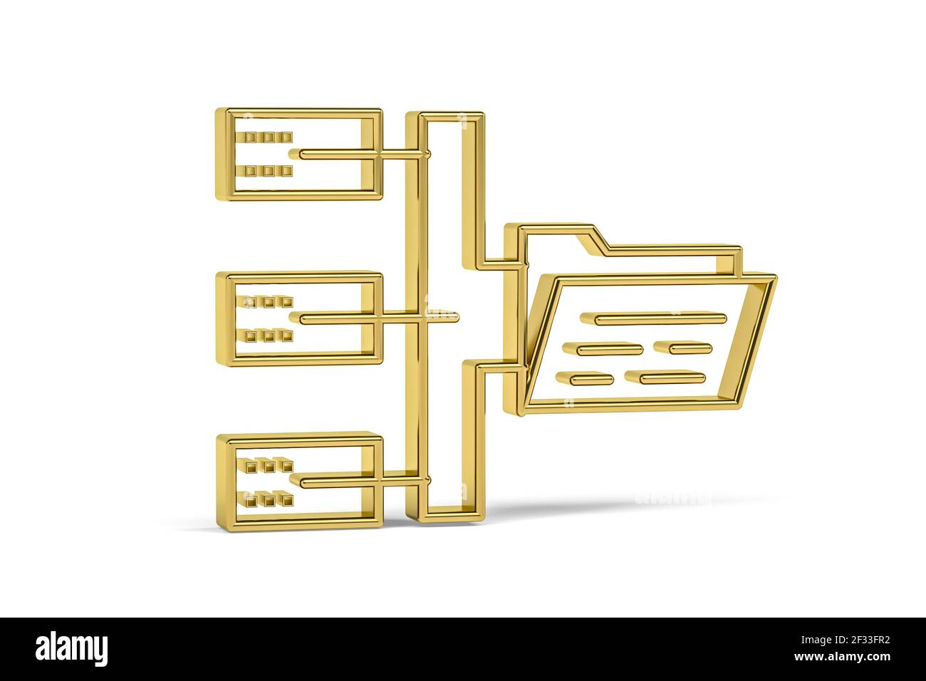Golden 3d shared folder icon isolated on white background - 3D render ...