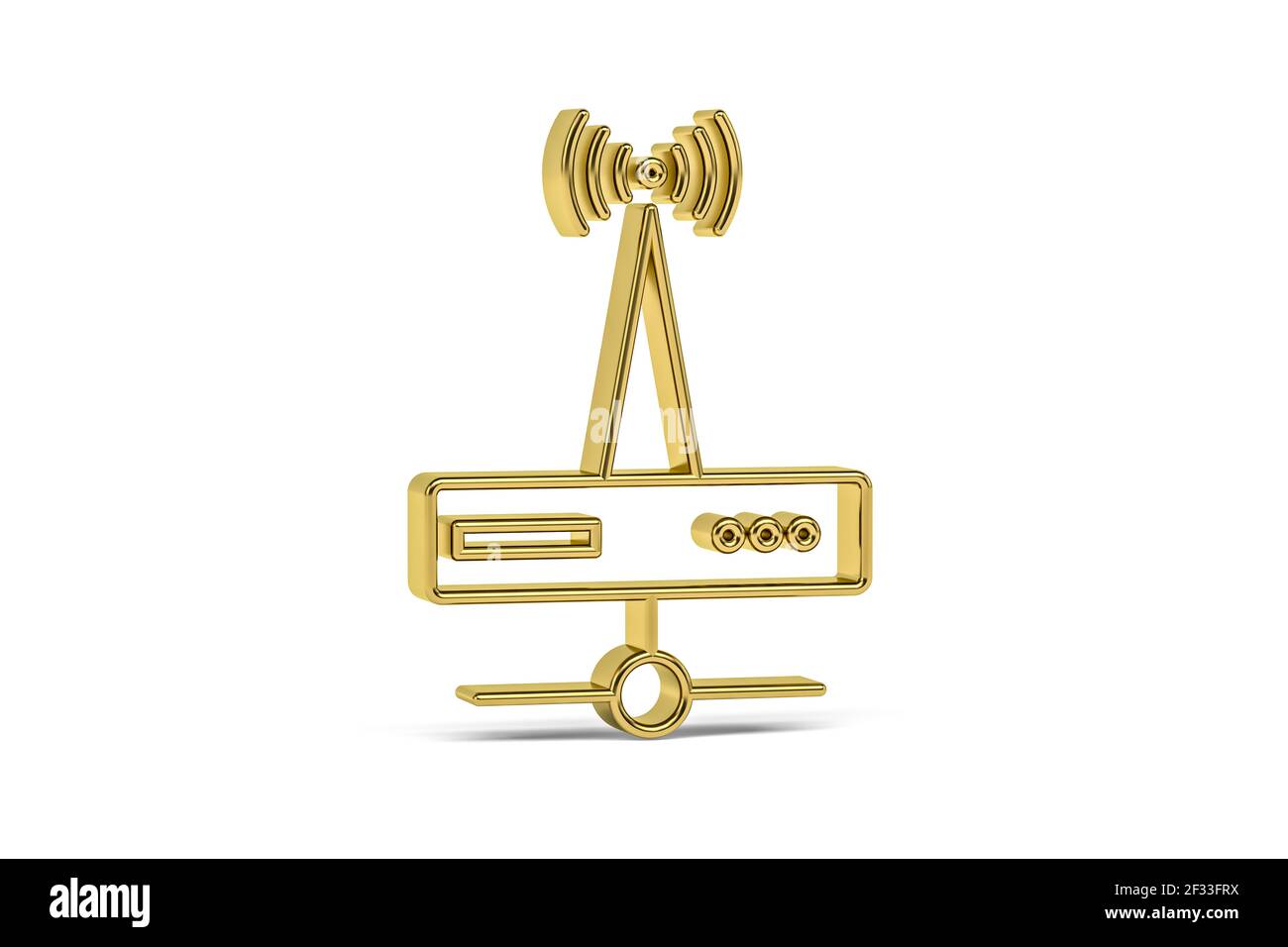 Golden 3d wifi router icon isolated on white background - 3D render ...