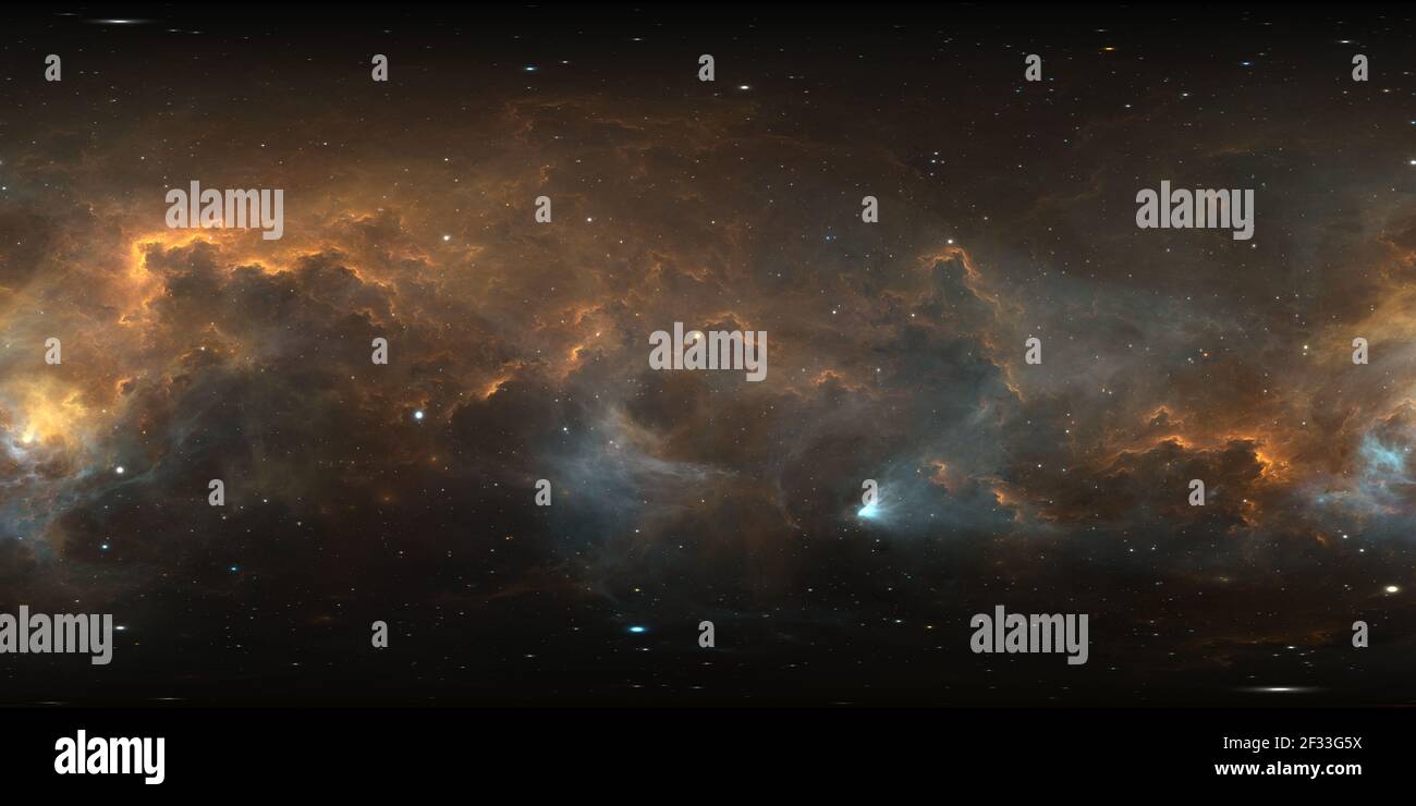360 degree interstellar cloud of dust and gas. Space background with