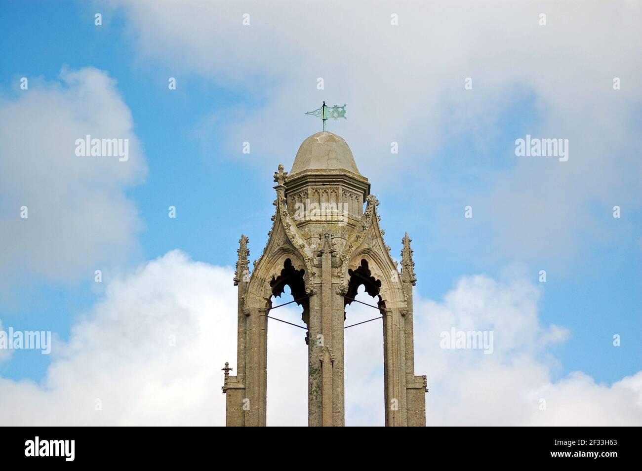 Detail of the old clock tower memorial to the Duke of Wellington, Swanage, Dorset Stock Photo