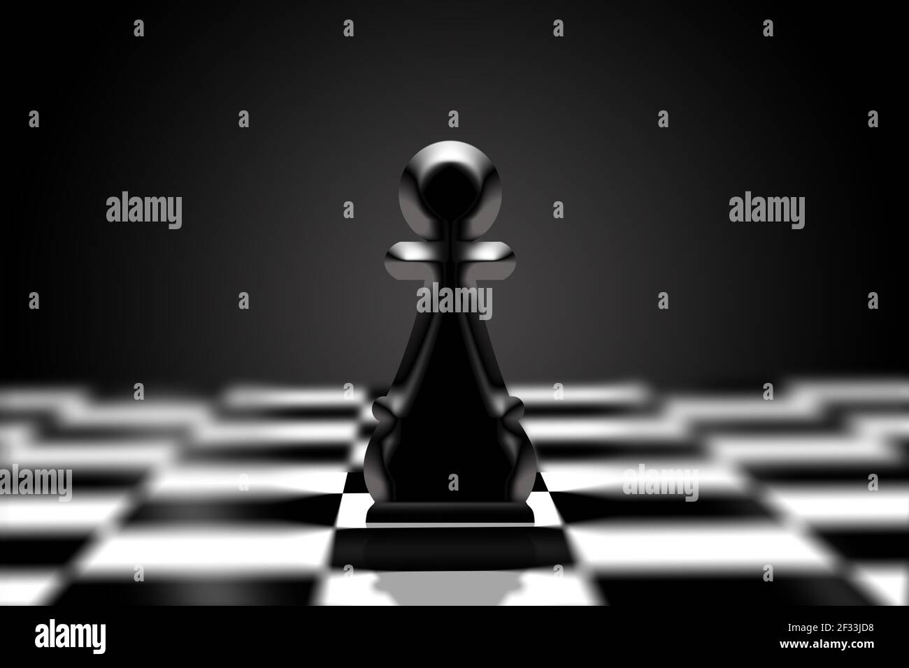 One Pawn Lonely On chessboard. Confidence and Individuality business concept Stock Photo