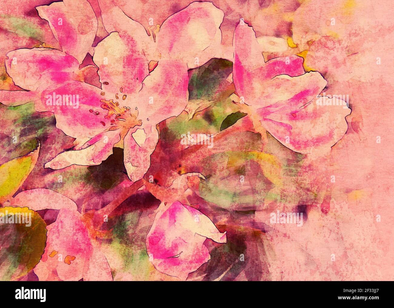 Watercolor painting of the blooming spring tree art hi-res stock ...