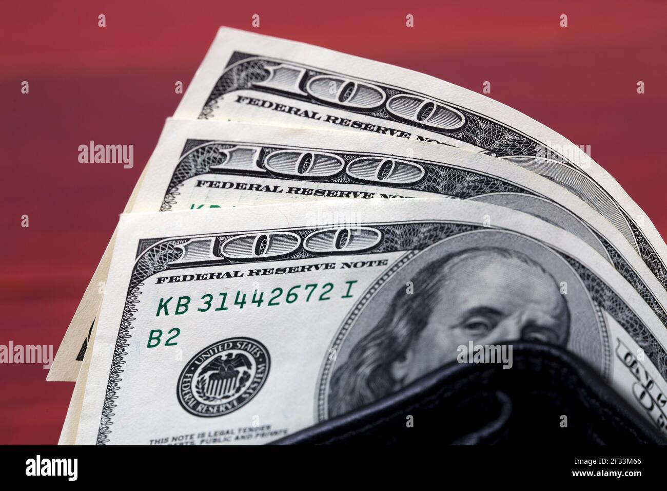 American money - Dollar in the wallet Stock Photo