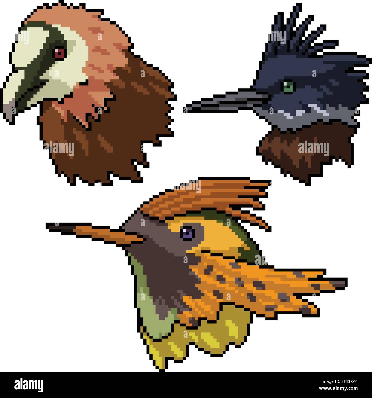 pixel art of wild bird head Stock Vector