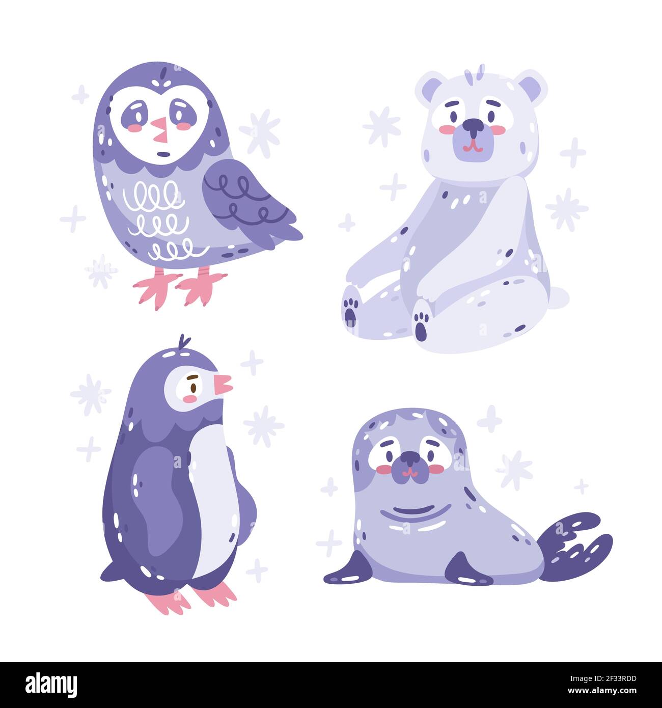 Hand drawn animal stickers collection Vector illustration Stock Vector ...