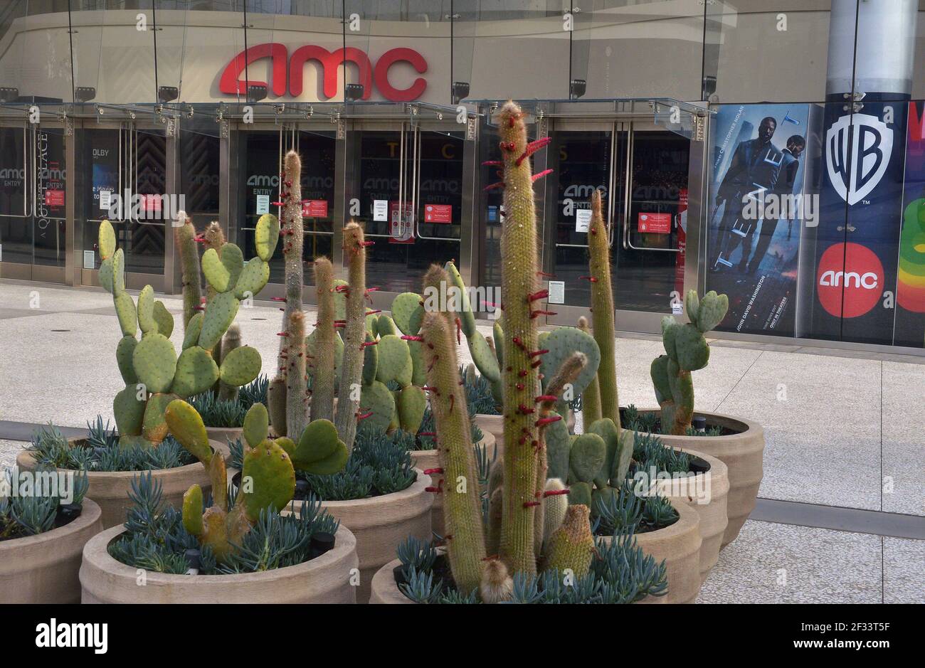 Los Angeles, United States. 15th Mar, 2021. An AMC theater is seen at the Westfield Century City mall in Los Angeles on Sunday, March 14, 2021. AMC Theatres, one of the largest movie chains in the United States, will reopen two of its flagship locations in the Los Angeles market; the Burbank 16 and Century City 15 multiplexes today. Moviegoers in the entertainment and film capital of the world can finally watch films in theaters again after nearly a year of closures and restrictions brought on by the coronavirus pandemic. Photo by Jim Ruymen/UPI Credit: UPI/Alamy Live News Stock Photo