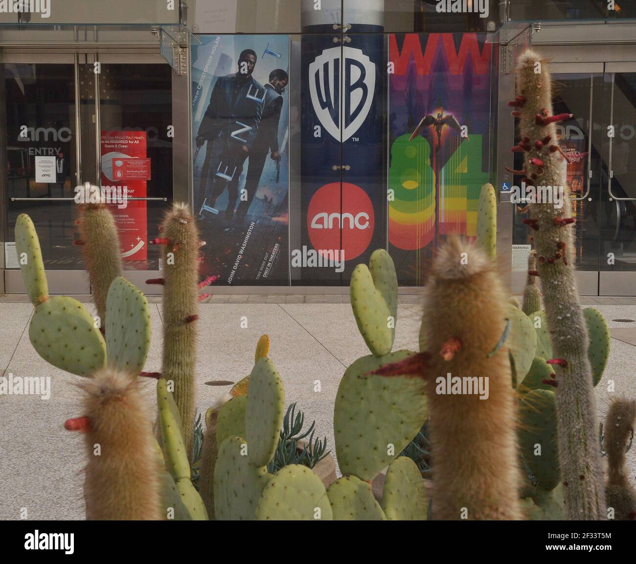 Los Angeles, United States. 15th Mar, 2021. An AMC theater is seen at the Westfield Century City mall in Los Angeles on Sunday, March 14, 2021. AMC Theatres, one of the largest movie chains in the United States, will reopen two of its flagship locations in the Los Angeles market; the Burbank 16 and Century City 15 multiplexes today. Moviegoers in the entertainment and film capital of the world can finally watch films in theaters again after nearly a year of closures and restrictions brought on by the coronavirus pandemic. Photo by Jim Ruymen/UPI Credit: UPI/Alamy Live News Stock Photo