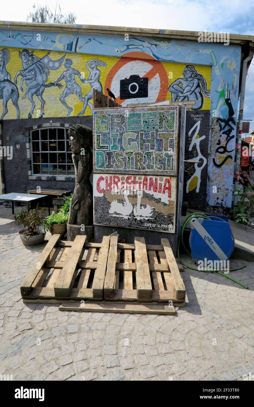 geography / travel, Denmark, Copenhagen, mosaic, free town Christiania, Fristad Christiania, alternati, Additional-Rights-Clearance-Info-Not-Available Stock Photo