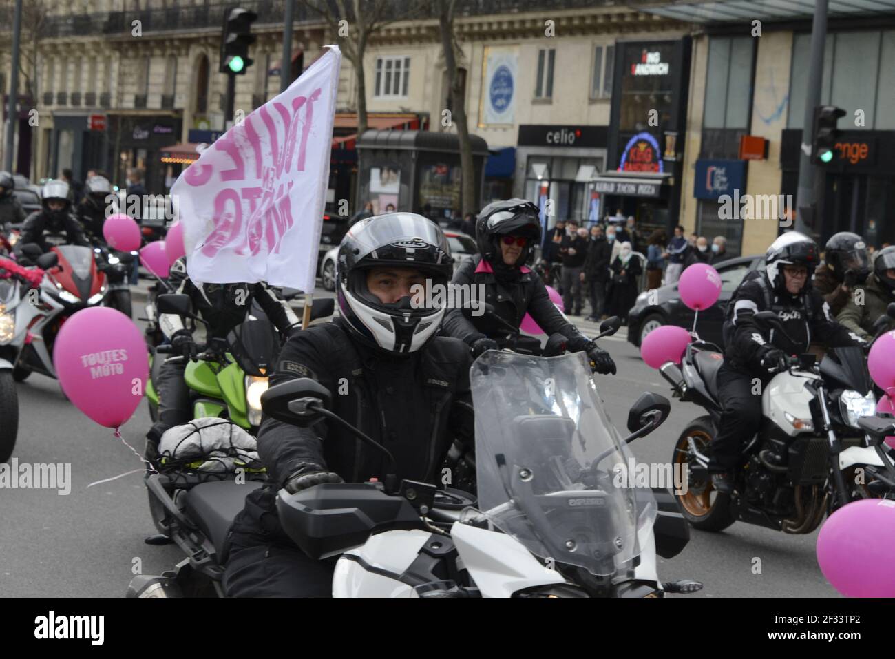 Toutes en moto" ("All Women By Motorcycle") event held across France, to  celebrate international women's rights day. Paris, France on March 14,  2021. Photo by Georges Darmon/Avenir Pictures/ABACAPRESS.COM Stock Photo -  Alamy