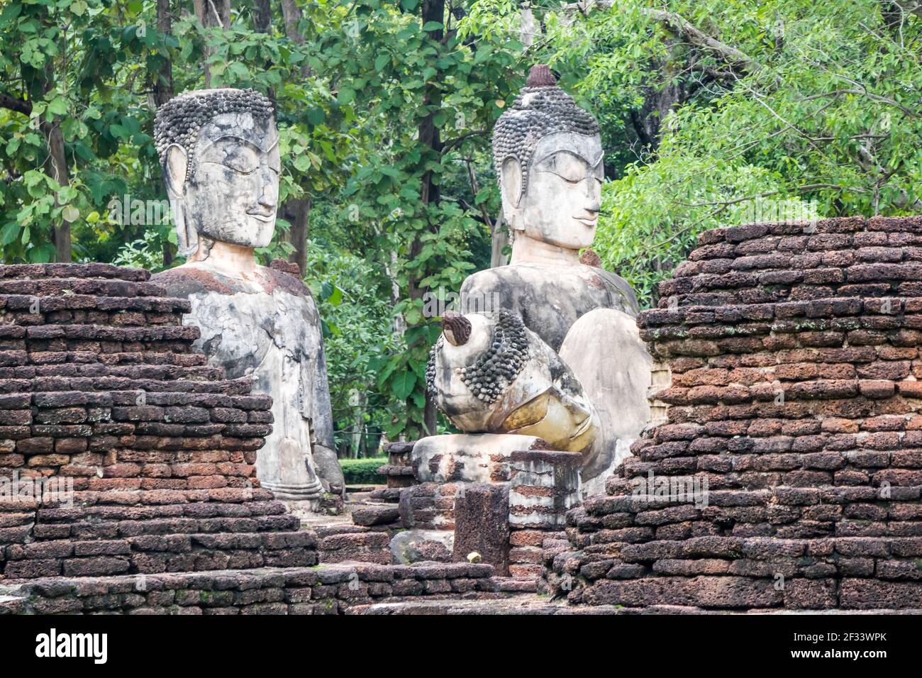 Buddha statues at Kamphaeng Phet Historical Park, Thailand Stock Photo