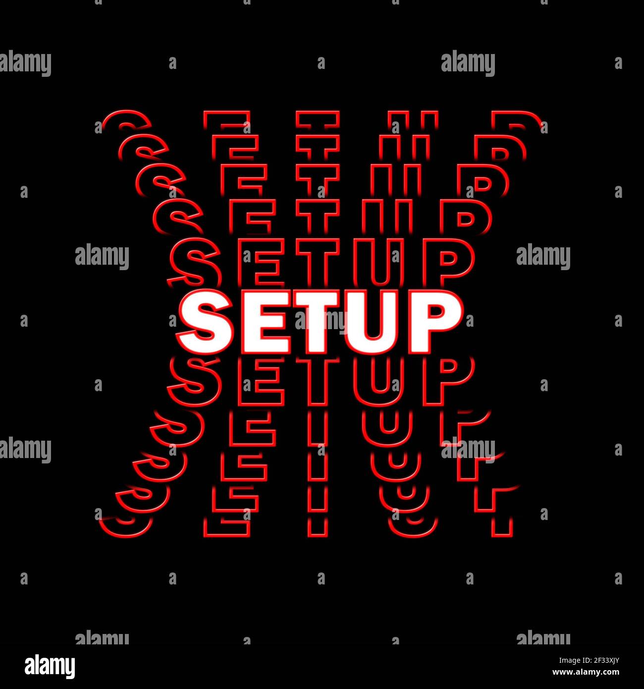 SETUP - white-red lettering with repeating effect on black background ...