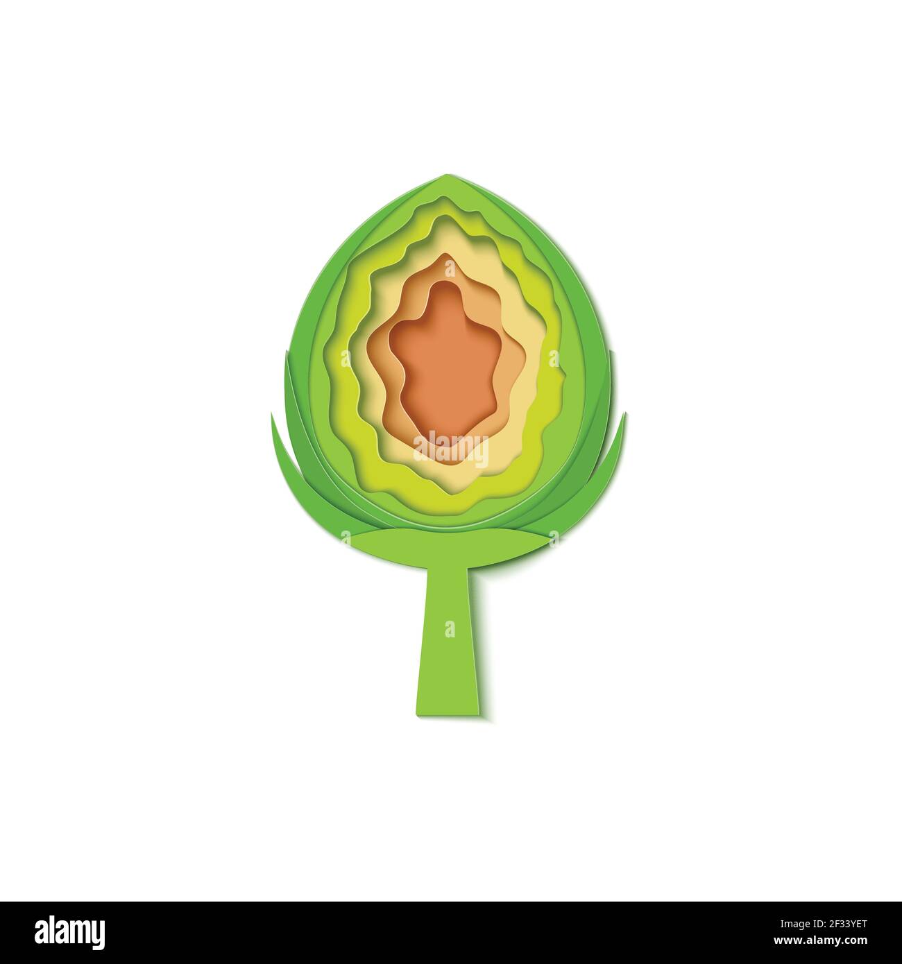 Paper cut green artichokes. Vector paper craft design in the form ...