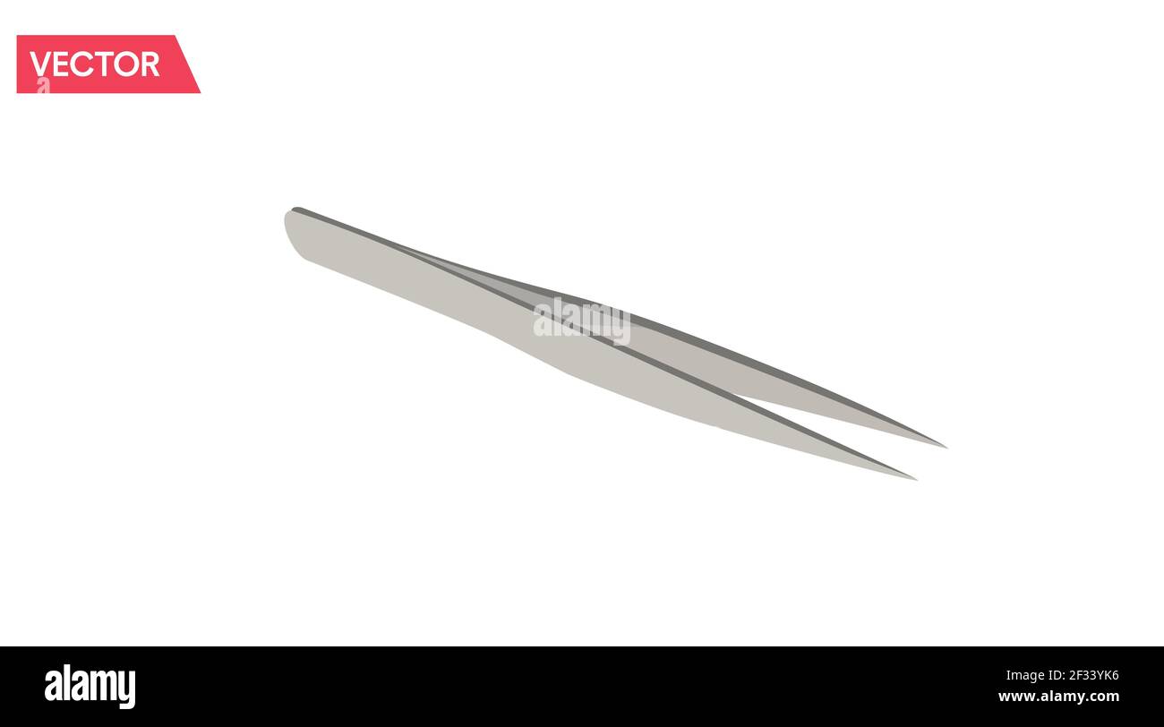 Vector isolated illustration of realistic metal tweezers Stock Vector