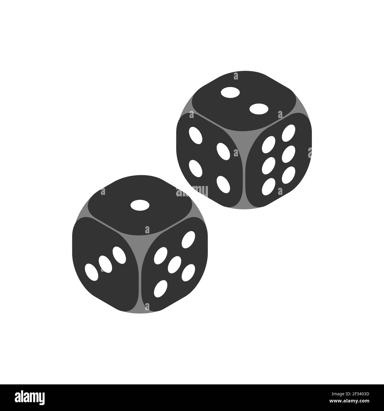 Realistic vector dice icon. A symbol of casinos and table games. Simple