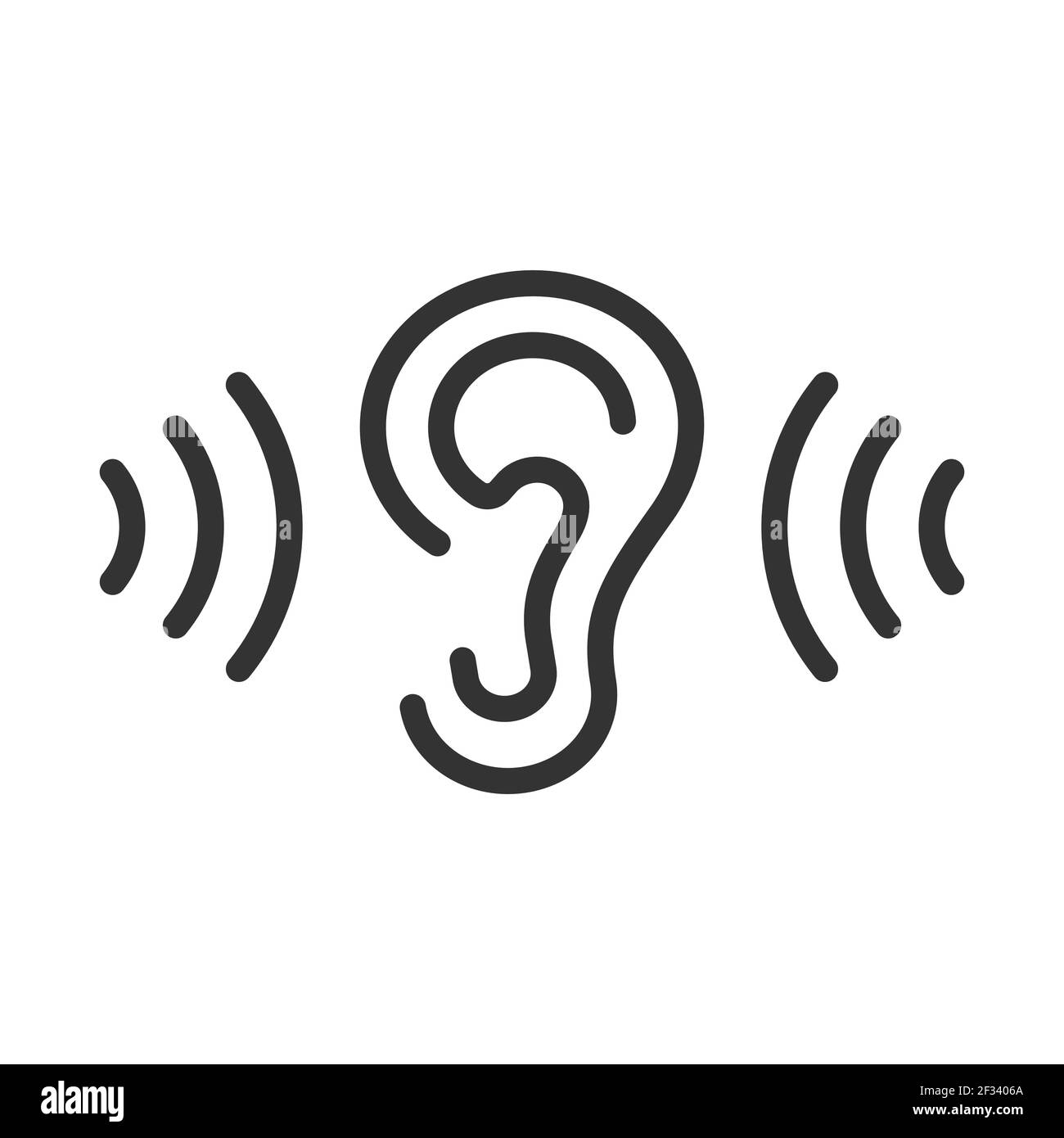 Ear icon. Noise exposure. Sales of hearing aids. Logo of the Doctor of