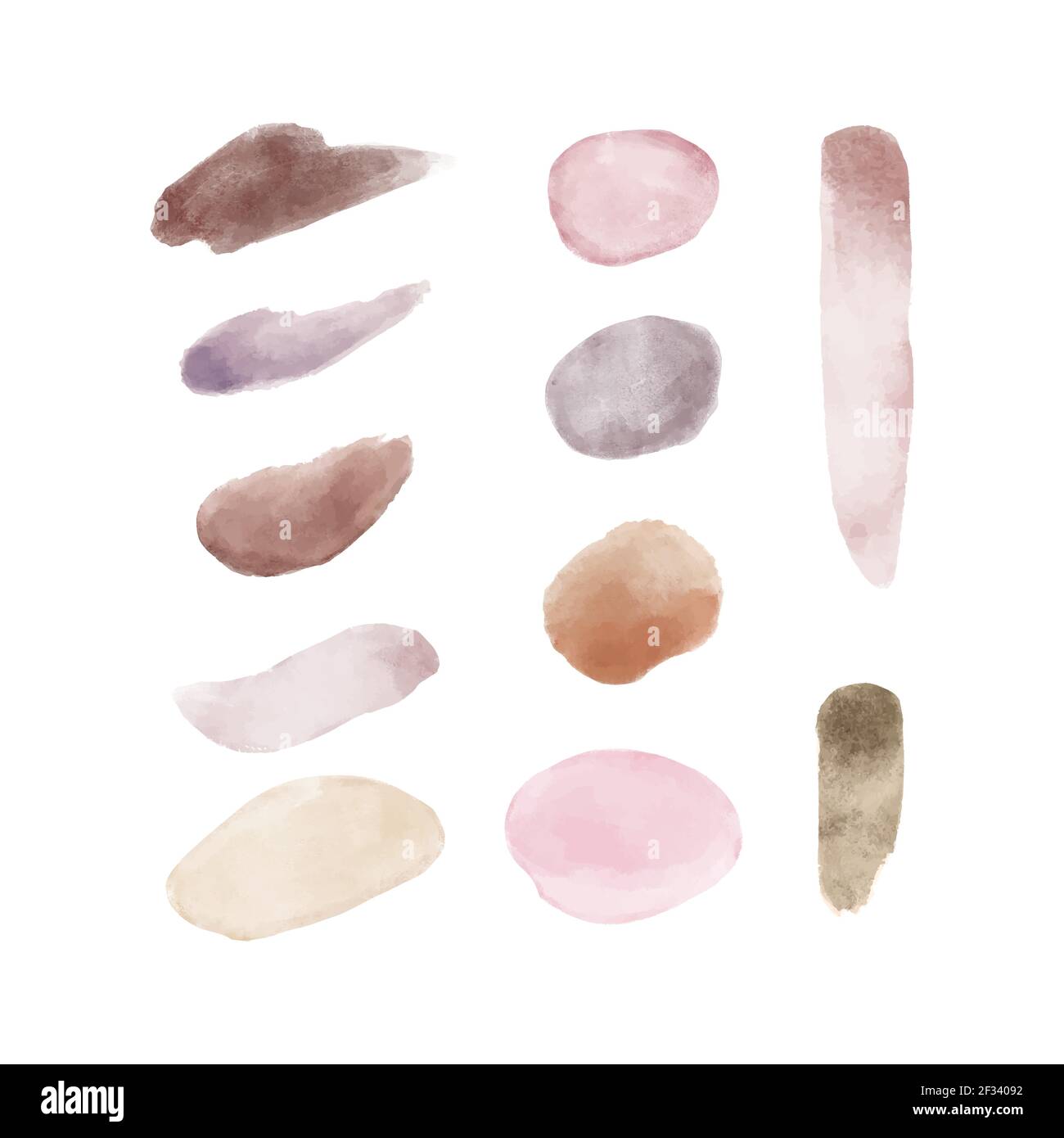 Hand painted watercolor brush stroke pack Vector illustration Stock ...