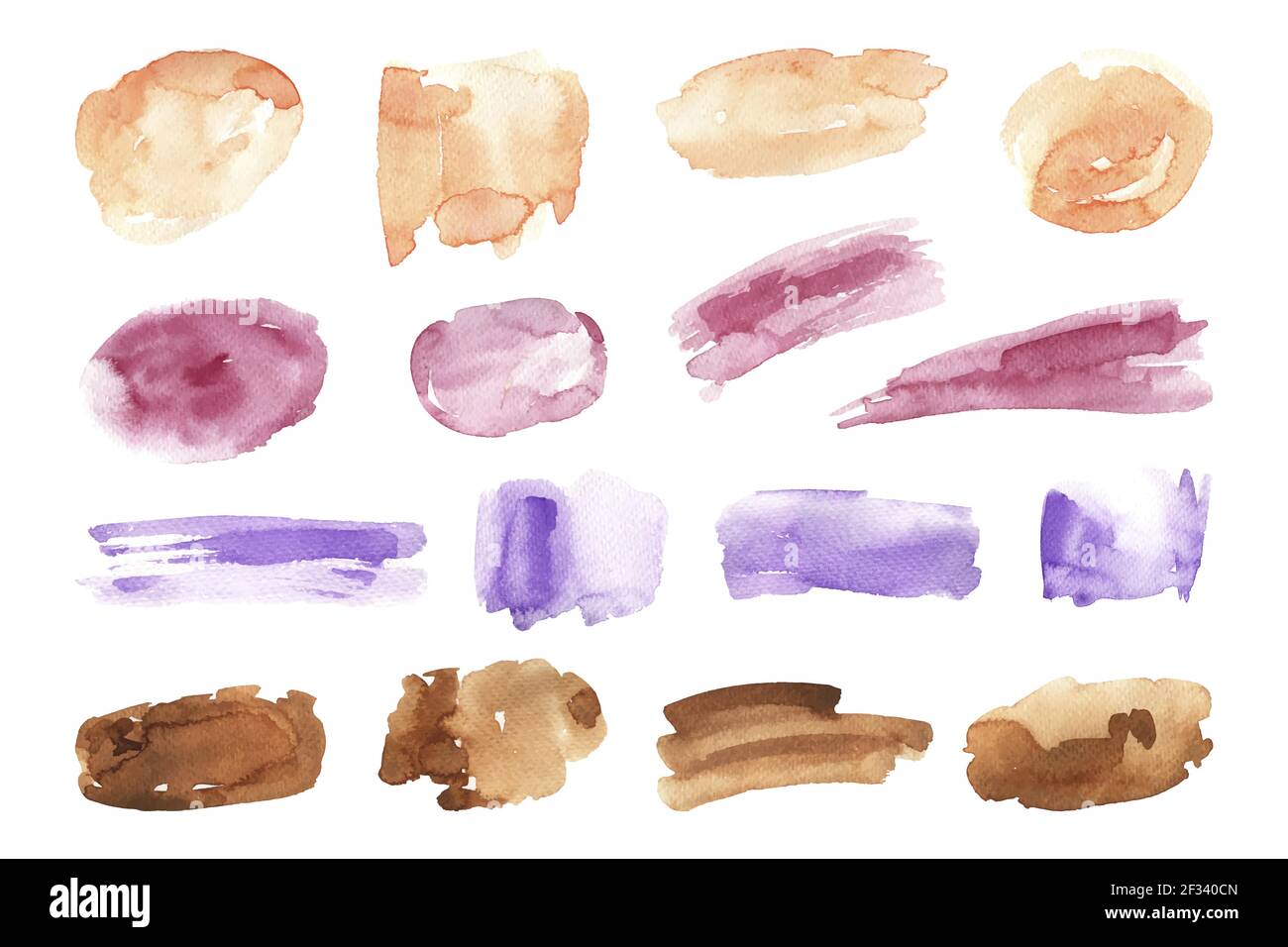 Hand painted watercolor brush stroke set Vector illustration Stock ...