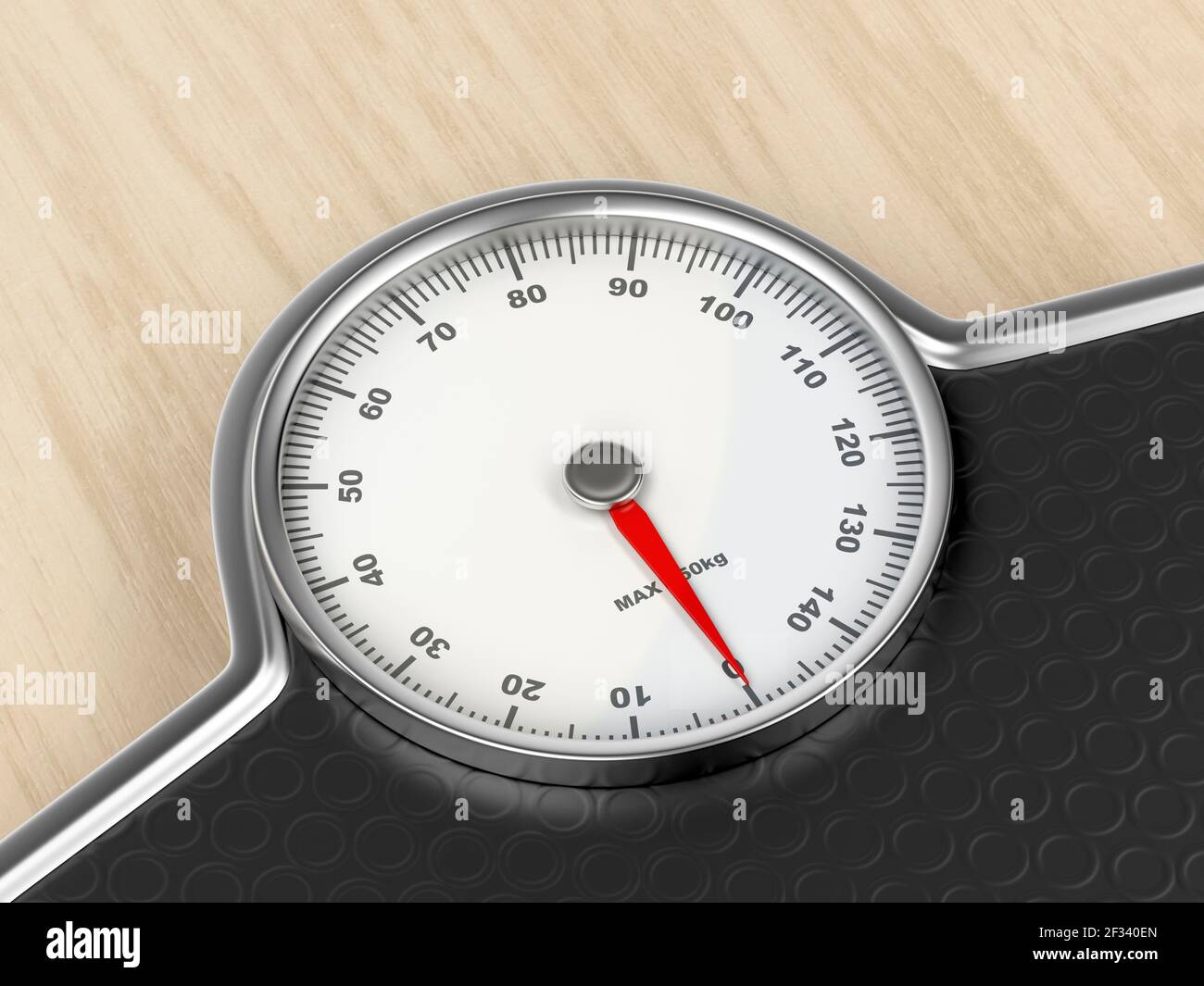 Weight scale on wooden floor, close up Stock Photo - Alamy