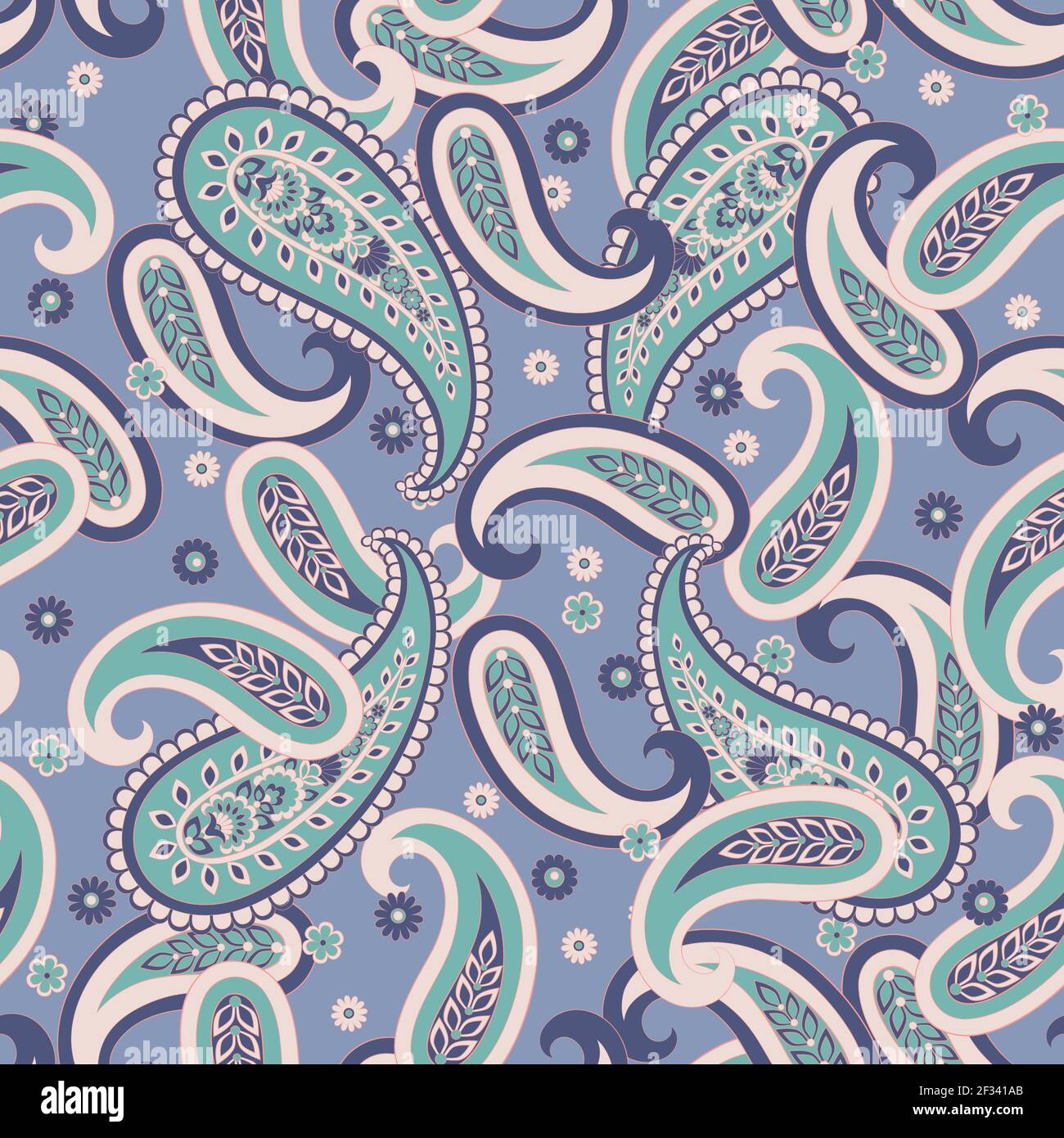 Floral seamless pattern with paisley ornament. Vector illustration ...