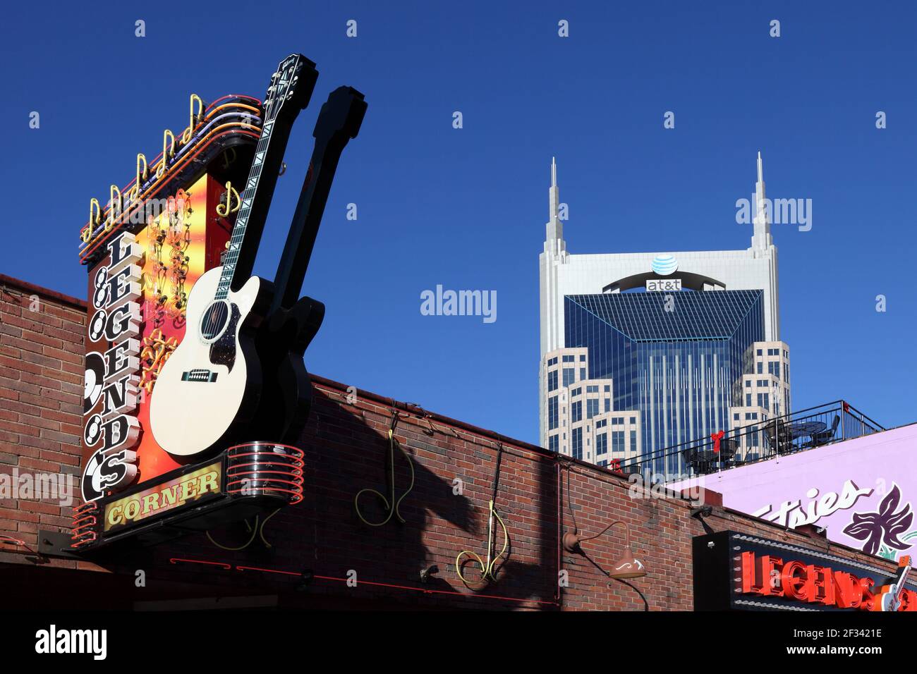 geography / travel, USA, Tennesse, Nashville, Broadway and AT&T Bldg. (Batman   The Animated Series B, Additional-Rights-Clearance-Info-Not-Available Stock Photo