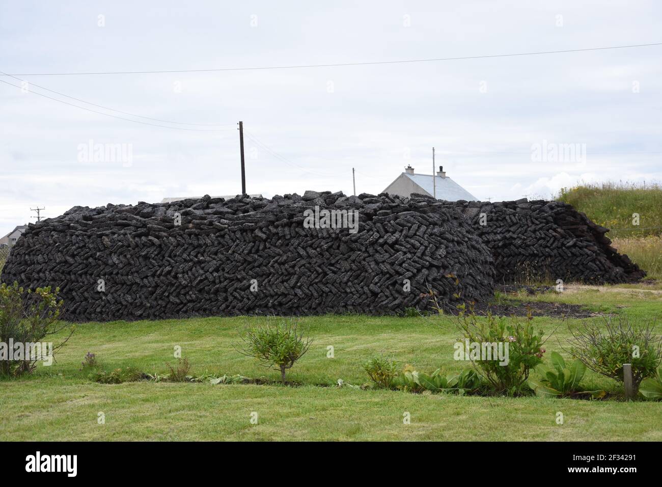 Peat stack, Isle of Harris, Western Isles, Scotland, UK Stock Photo